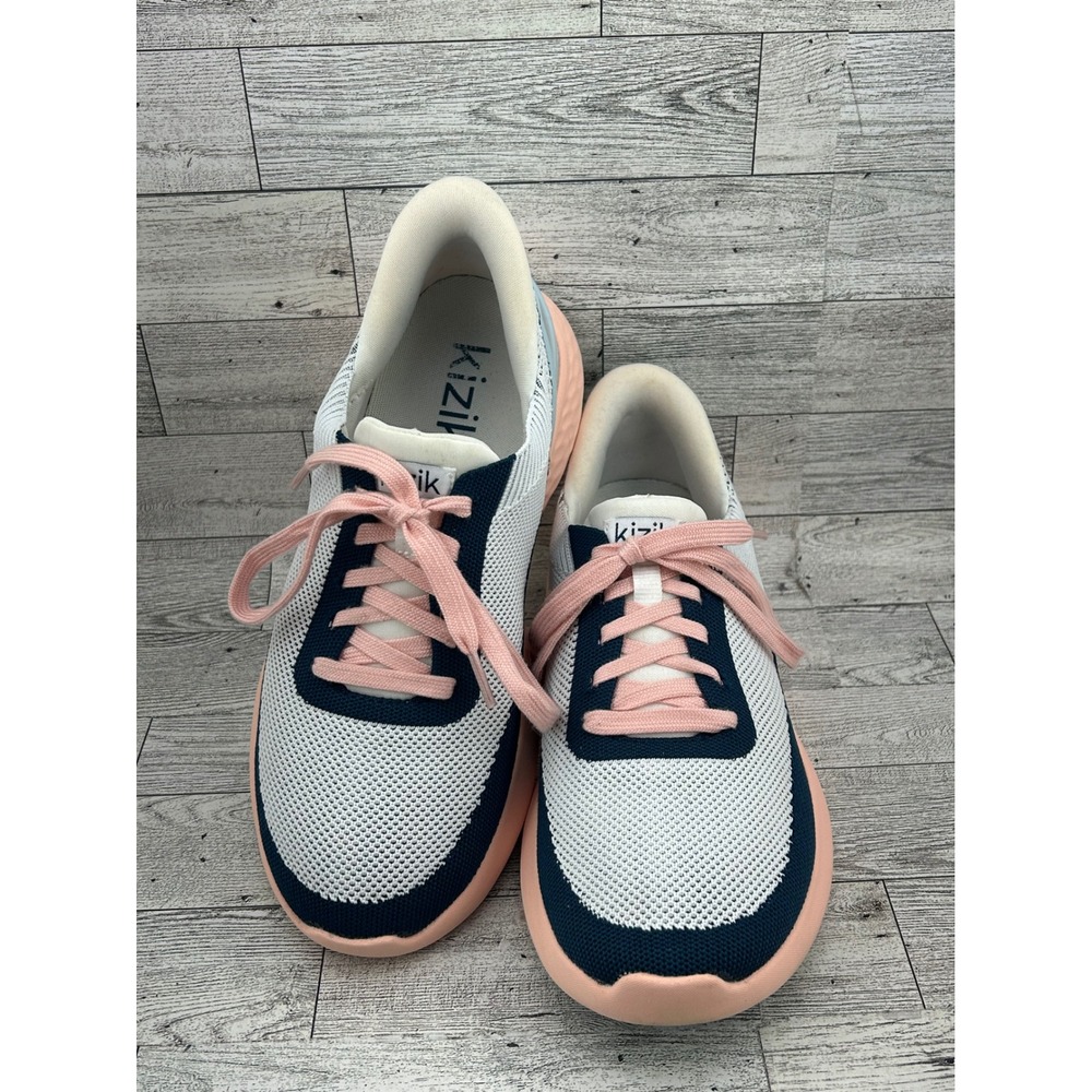 Kizik Athens Hands-Free Sneakers Navy White Pink G3FC DATHBC05-1D Women Size 8.5
